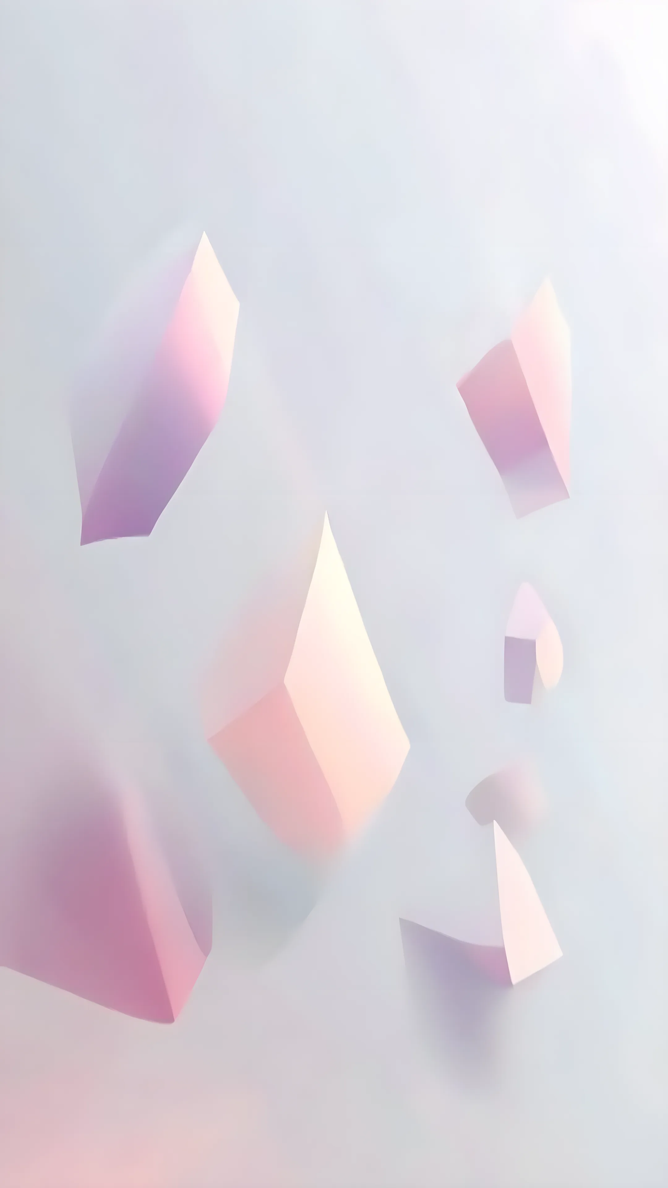 Minimal geometric shapes floating in soft pastel gradient...