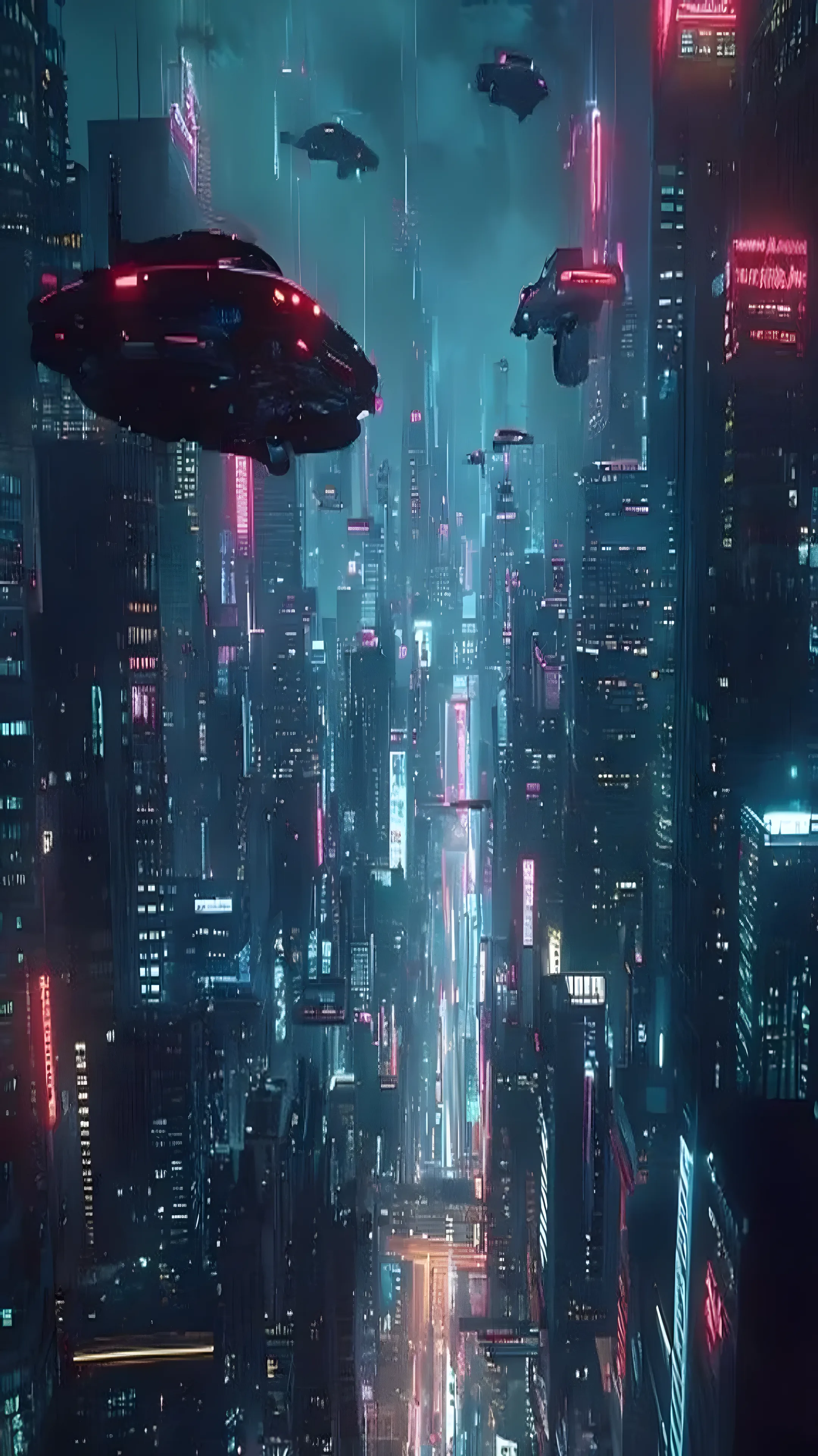 Cyberpunk city skyline at night
