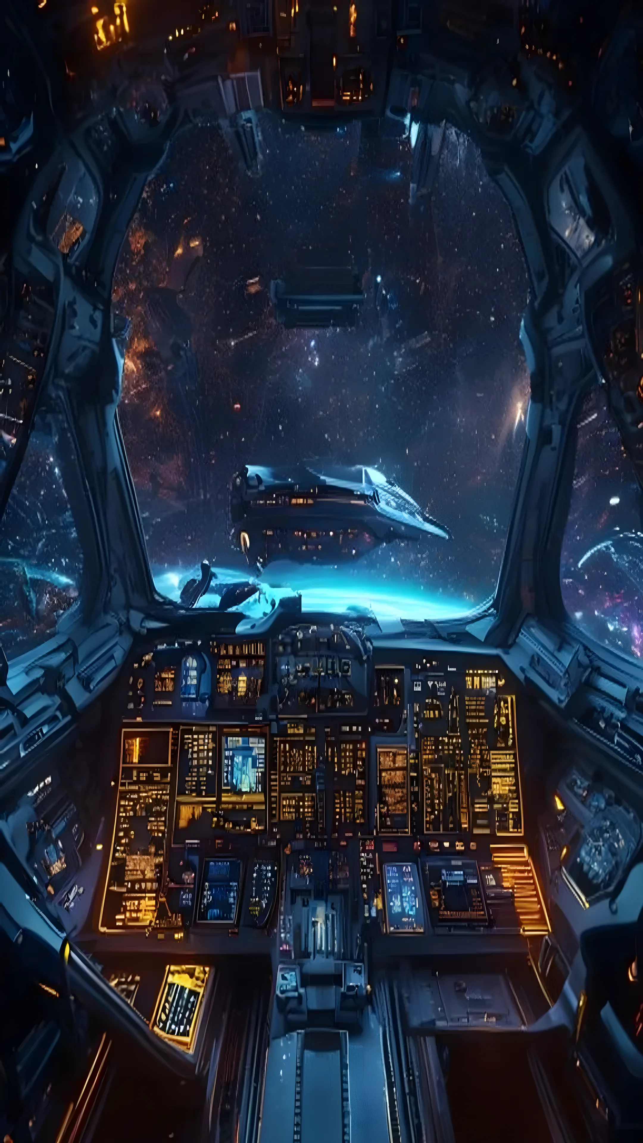 Sci-fi spaceship cockpit interior