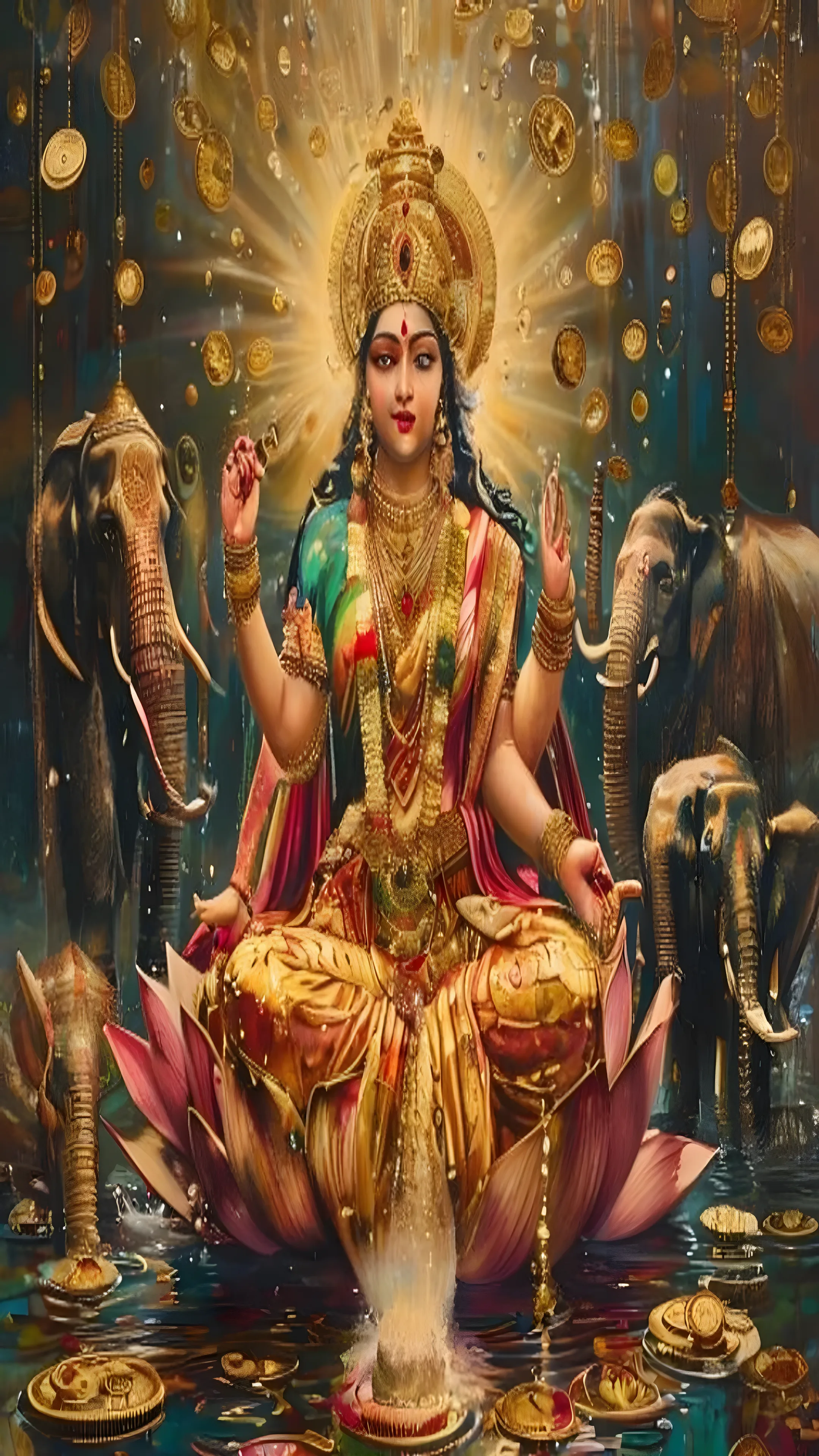 Goddess Lakshmi seated on a lotus